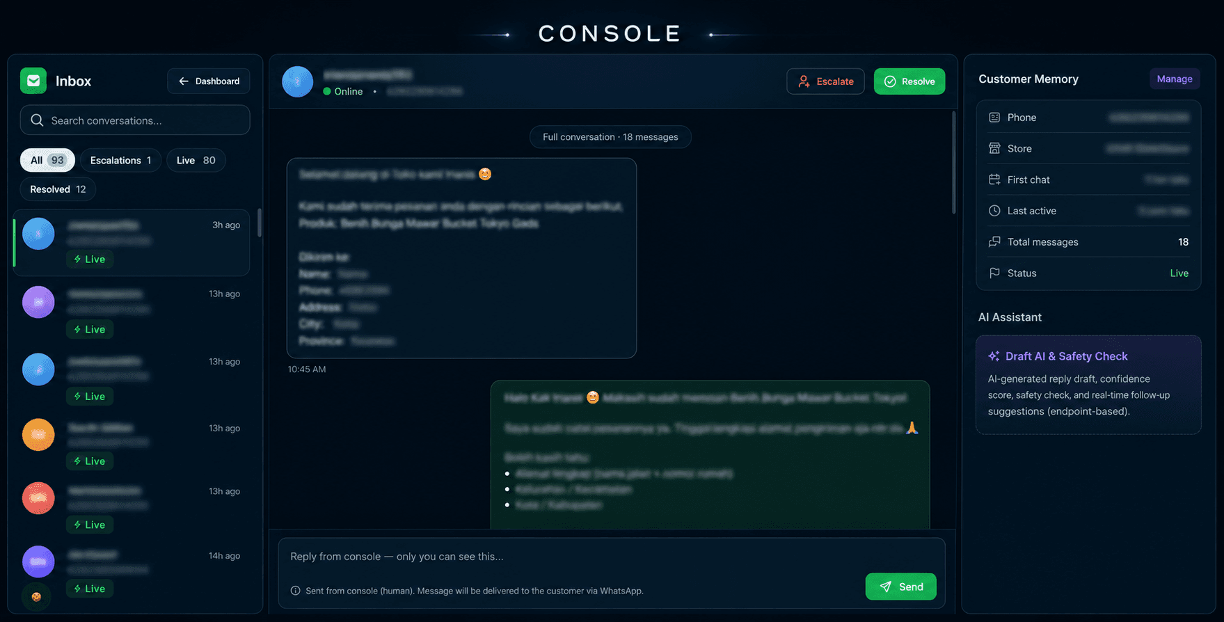 Console Live JAGA AI